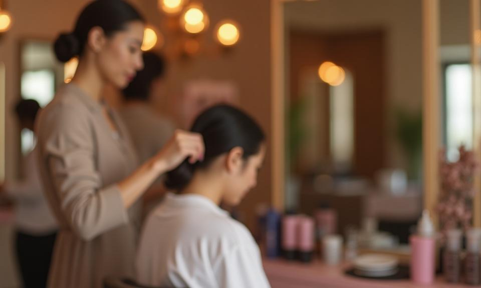 花美サロンのスタイリストが施術中